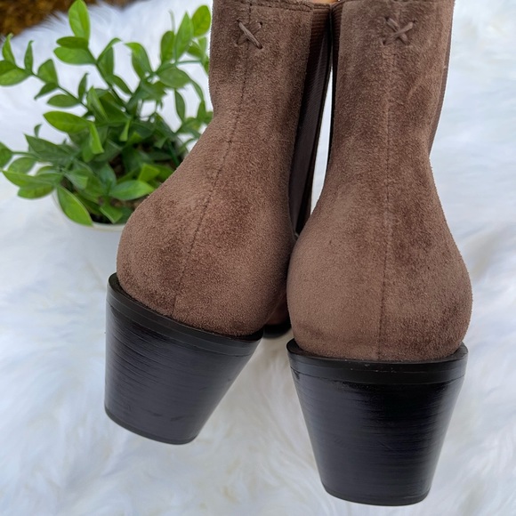 RAG & BONE Razor Brown suede pointed toe Block heel chelsea boot women 40/ 10 - Picture 5 of 11